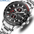 Men's Silver Blue Steel Watch - Waterproof, Calendar
