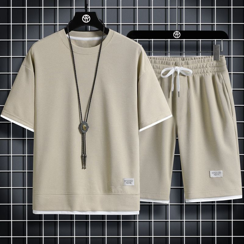 Men's Waffle Knit Casual Set – Shirt & Shorts | Aladinae