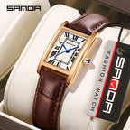 Men's Coffee Silver Rectangular Watch - Roman Numerals