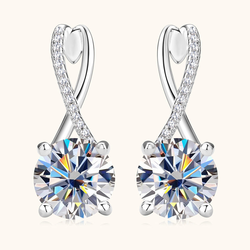 Cross-border new fashion versatile moissanite diamond earrings earrings for women high-end S925 sterling silver earrings wholesale ear buckles