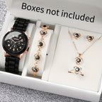 Women's White Heart-Design Quartz Watch - Silicone Strap