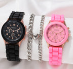 Women's White Heart-Design Quartz Watch - Silicone Strap