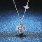S925 Sterling Silver Four-Leaf Clover Clavicle Necklace with 1.2 Carat Moissanite Pendant - High-End Style, Niche Luxury, Colorfast