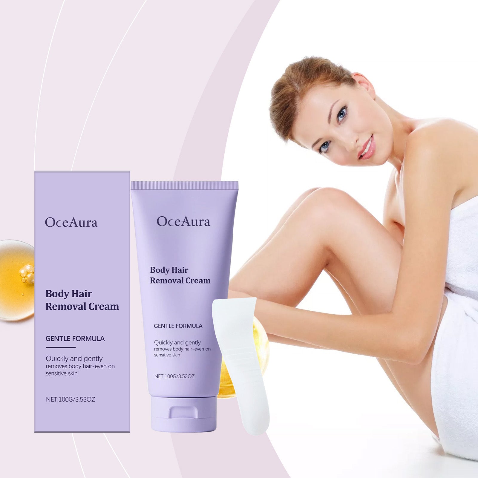 OCEAURA Body Hair Removal Cream: Gentle body hair removal for hands, legs, and skin; suitable for both men and women.