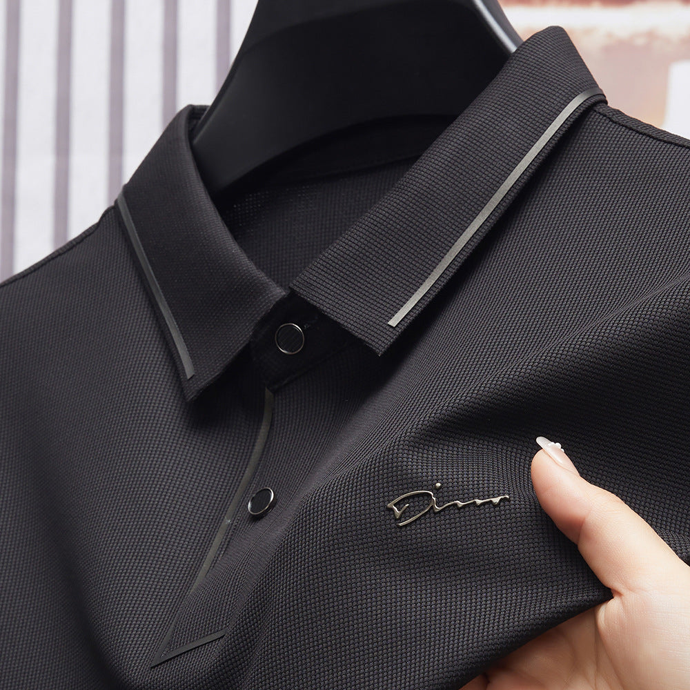 Men's Black Anti-Wrinkle Seamless Polo Shirt | Aladinae