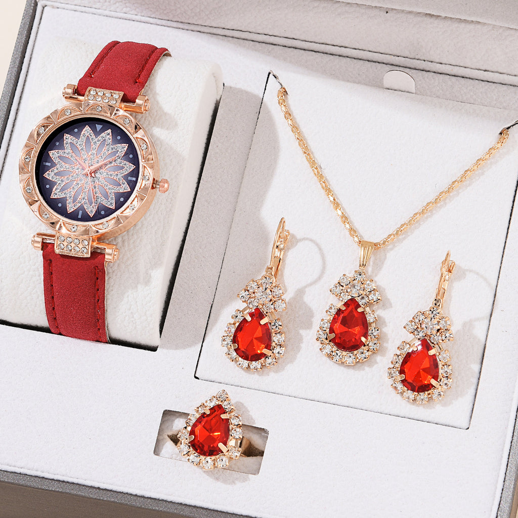 Women's White Watch and Bracelet Set - Quartz