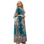 New European and American spring/summer women's bohemian print dress, plus size loose robe, Amazon beach vacation style.
