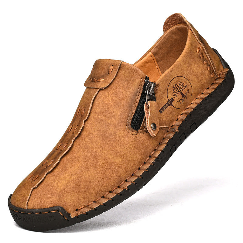 2023 Cross-border New Men's Casual Leather Shoes Foreign Trade Large Size Slip-on Doudou Shoes Men's Breathable Handmade Lazy Shoes
