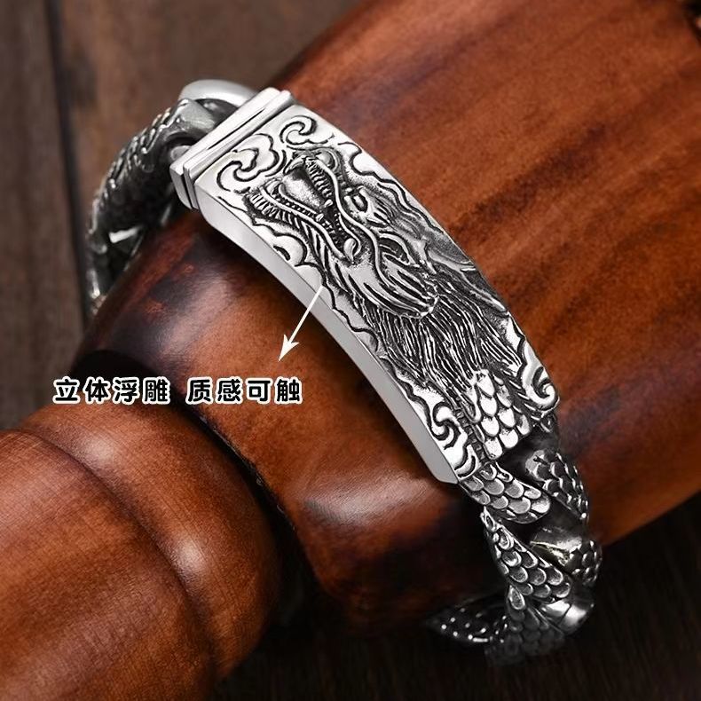 Original handmade men's personalized trendy retro sterling silver faucet domineering bracelet collectible jewelry birthday gift