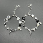 European and American cross-border bracelet couple bestie black and white dice hip-hop handmade guitar microphone five-pointed star hand jewelry