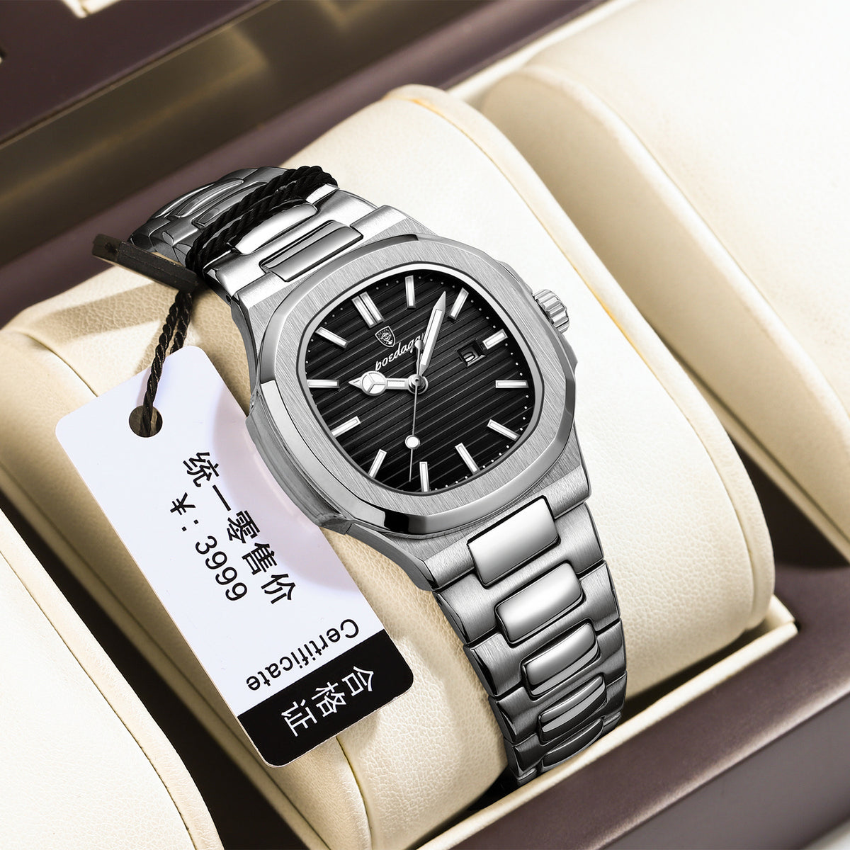 Women's Two-Tone Blue Quartz Watch - Square Dial