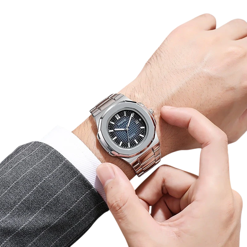Men's Blue Dual Calendar Steel Watch | Aladinae
