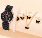 Women's White Heart-Design Quartz Watch - Silicone Strap