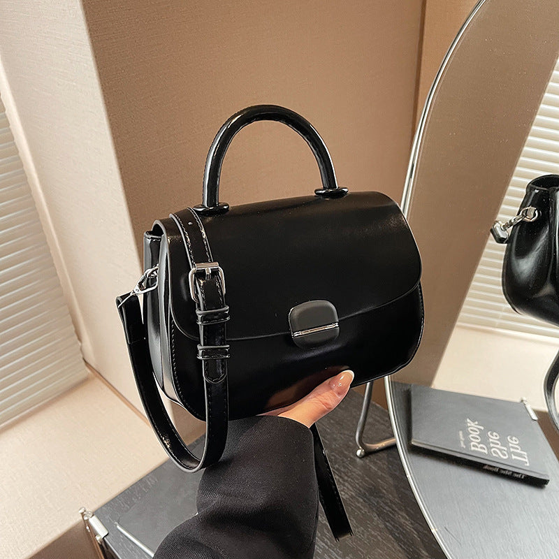 Cross-border bag for women, simple and versatile small square handbag, solid color textured commuter shoulder bag, commuter niche messenger bag