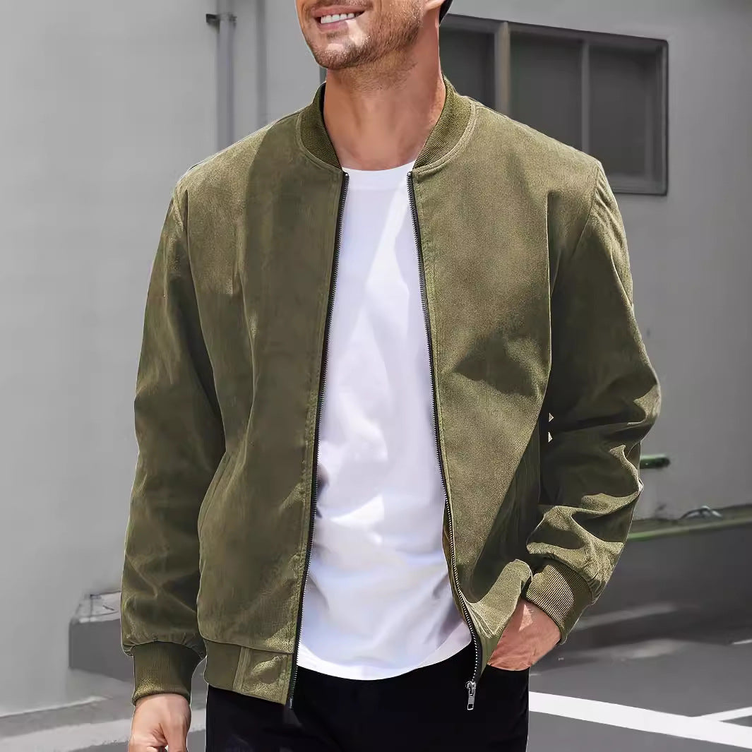 Men's Suede Zip Jacket – Slim Fit | Aladinae