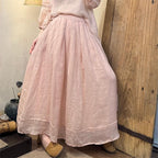 2026 Summer New Retro Niche Pure Ramie Handmade Chinese Style Dress with Folded Buttons and Tie