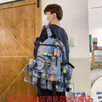 School bag for boys, junior high school students, Korean version, large capacity, high school backpack, personalized graffiti school bag, female, simple campus backpack