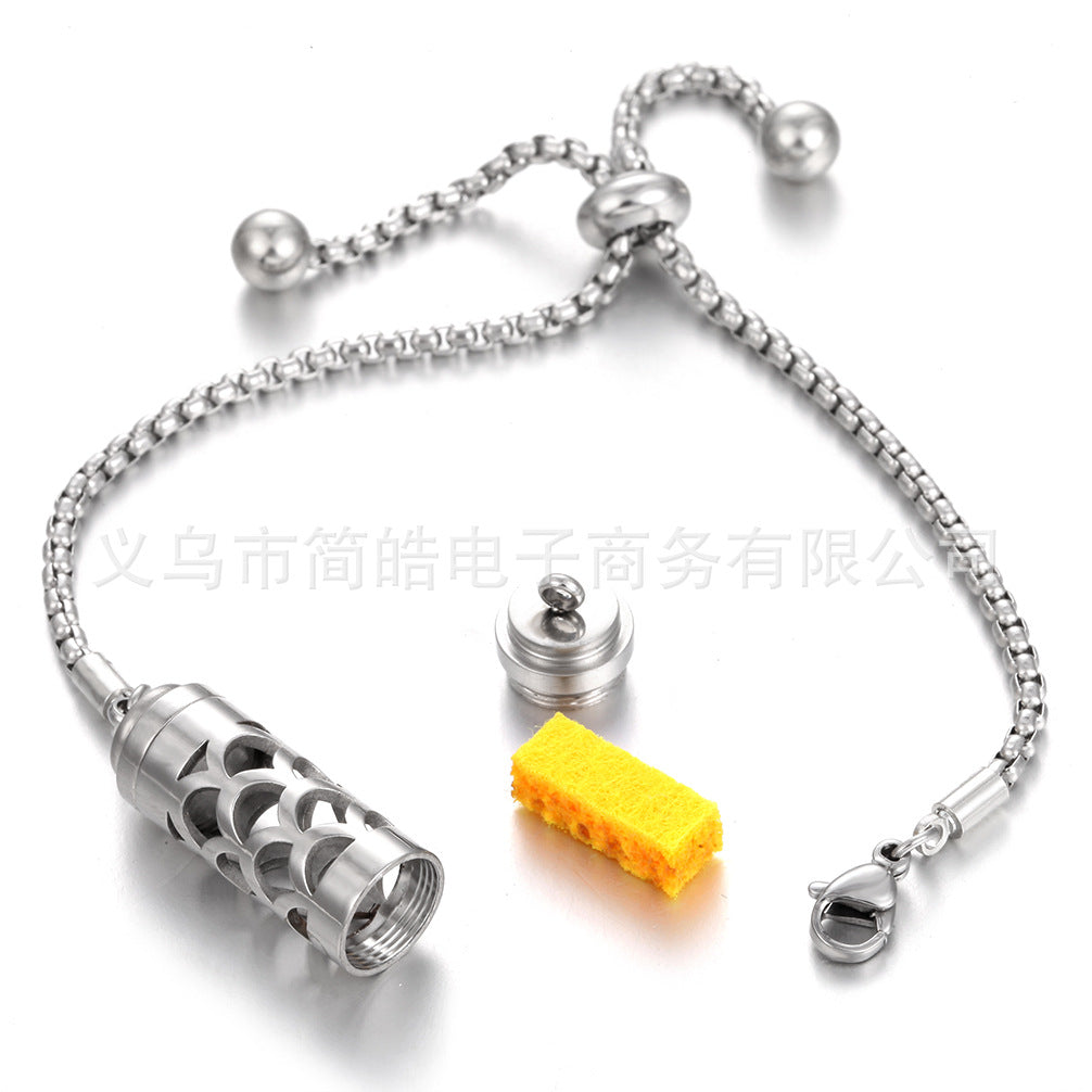 Stainless steel aromatherapy bracelet bracelet essential oil perfume diffuser bracelet adjustable titanium steel bracelet couple jewelry