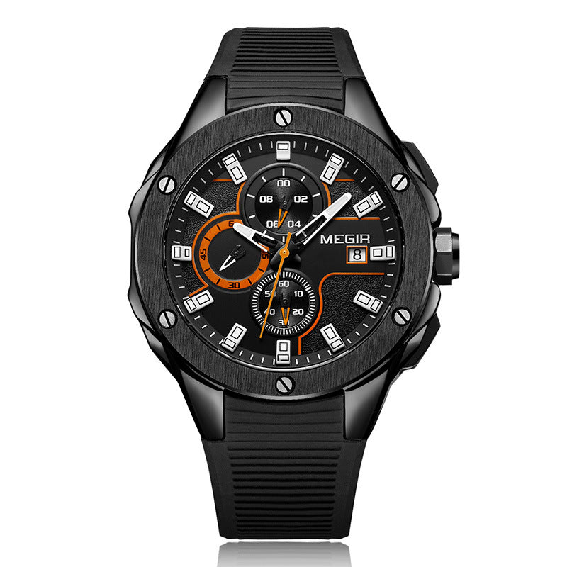MEGIR cross-border explosive multifunctional fashion silicone strap sports quartz watch men's waterproof luminous wholesale watch