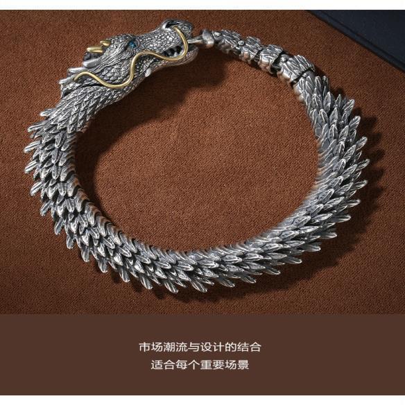 Original handmade men's personalized trendy retro sterling silver faucet domineering bracelet collectible jewelry birthday gift