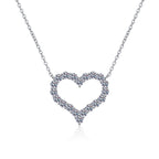 T-brand clavicle chain necklace, S925 sterling silver plated with Pt950 moissanite, heart-shaped moissanite pendant, factory direct sales.