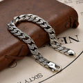 925 Sterling Silver Cuban Silver Bracelet for Men, Vintage Style, Handmade, Light Luxury, Tang Grass Pattern, Men's Jewelry Bracelet