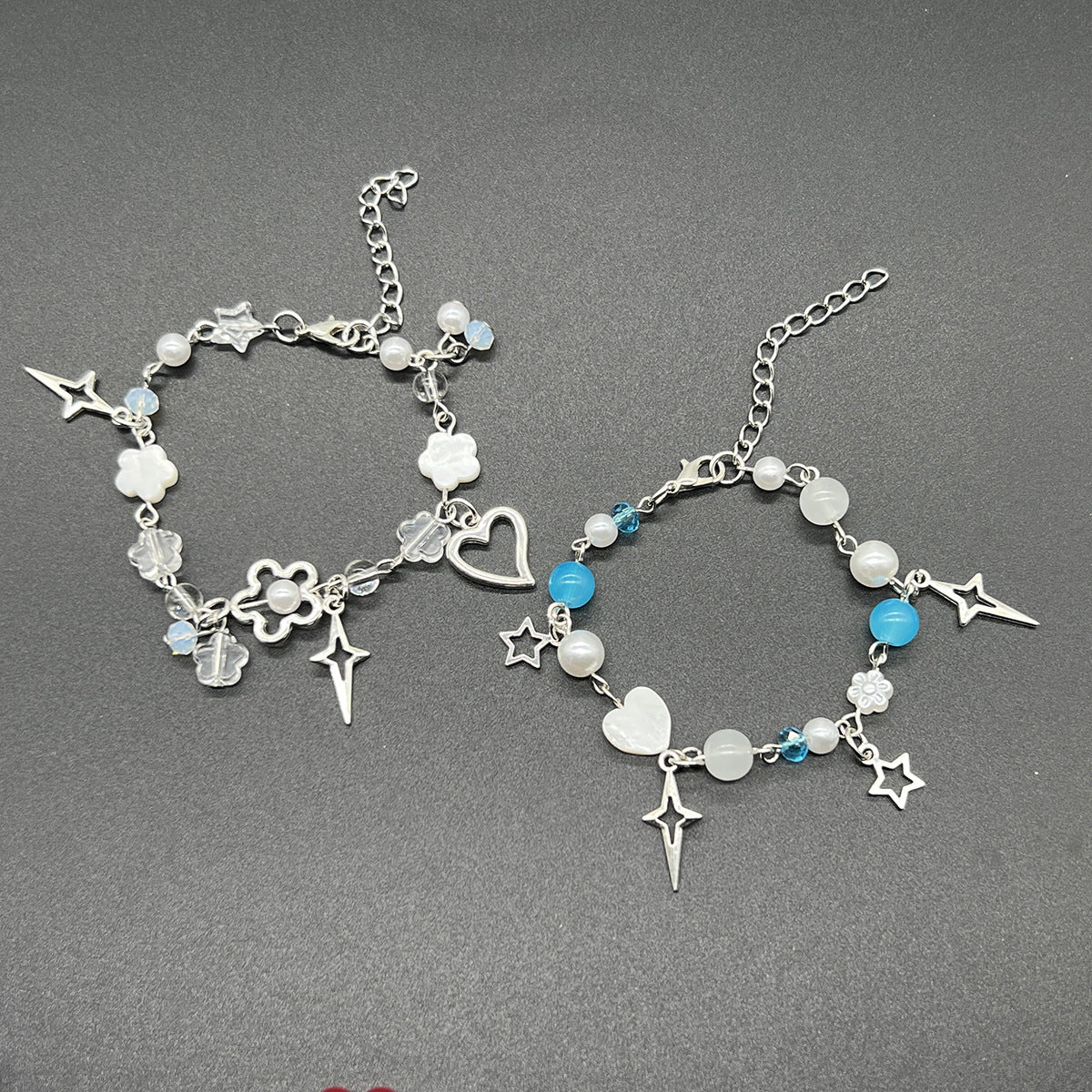 European and American cross-border bracelet couple bestie black and white dice hip-hop handmade guitar microphone five-pointed star hand jewelry