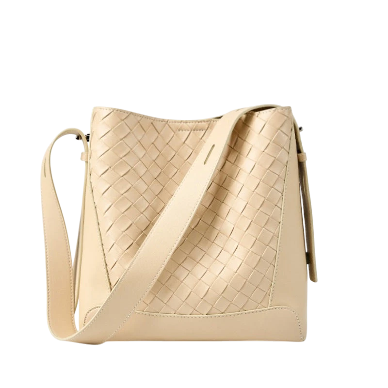 Cowhide hand-woven tote bag new style genuine leather commuter large capacity fashion shoulder bag messenger bag for women