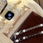 Copper Chain Pearl Metal Watch Strap - Apple Watch Compatible