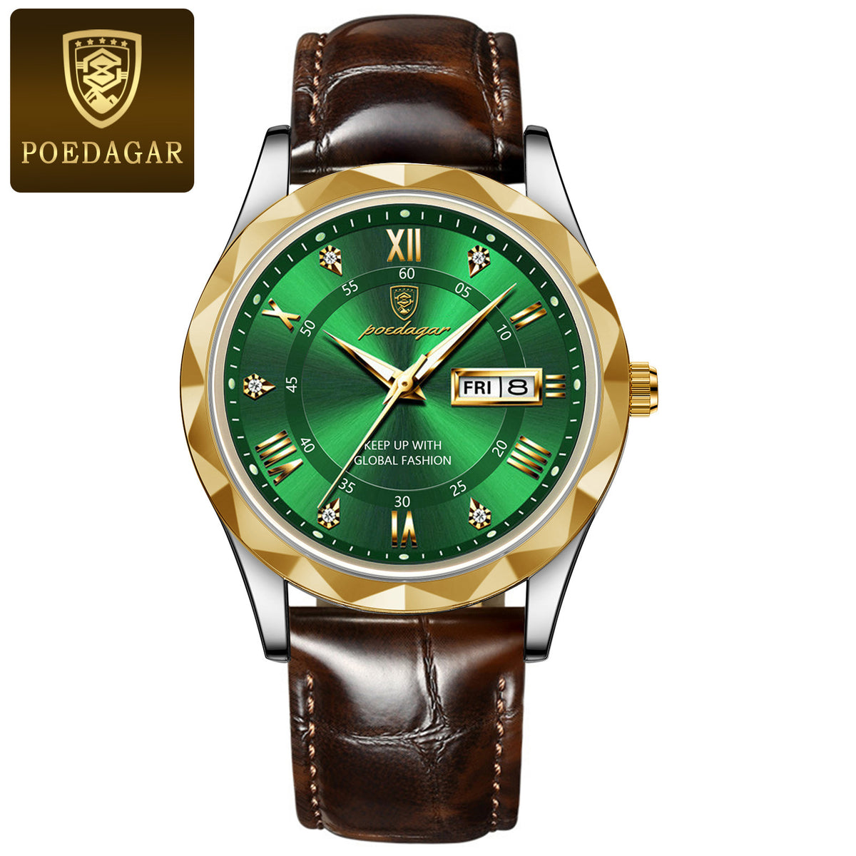Men's Dual Calendar Luminous Quartz Watch - Waterproof