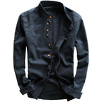 Men's Chinese Style Linen Stand Collar Shirt | Aladinae
