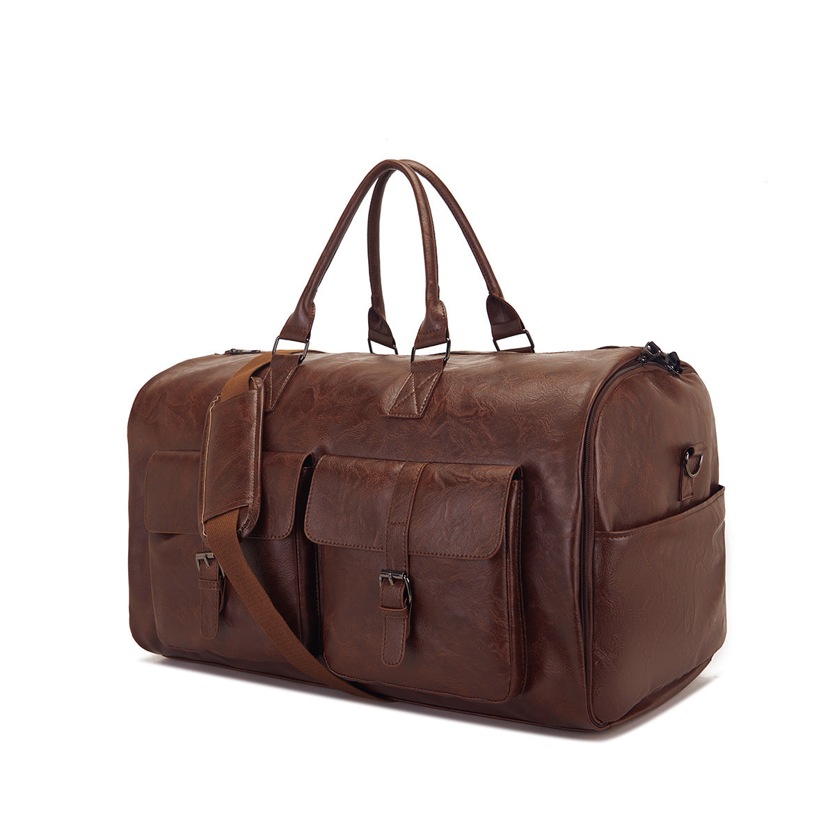 Guangzhou factory spot Amazon travel convenient carry-on clothing bag large PU leather duffel bag women's fashion