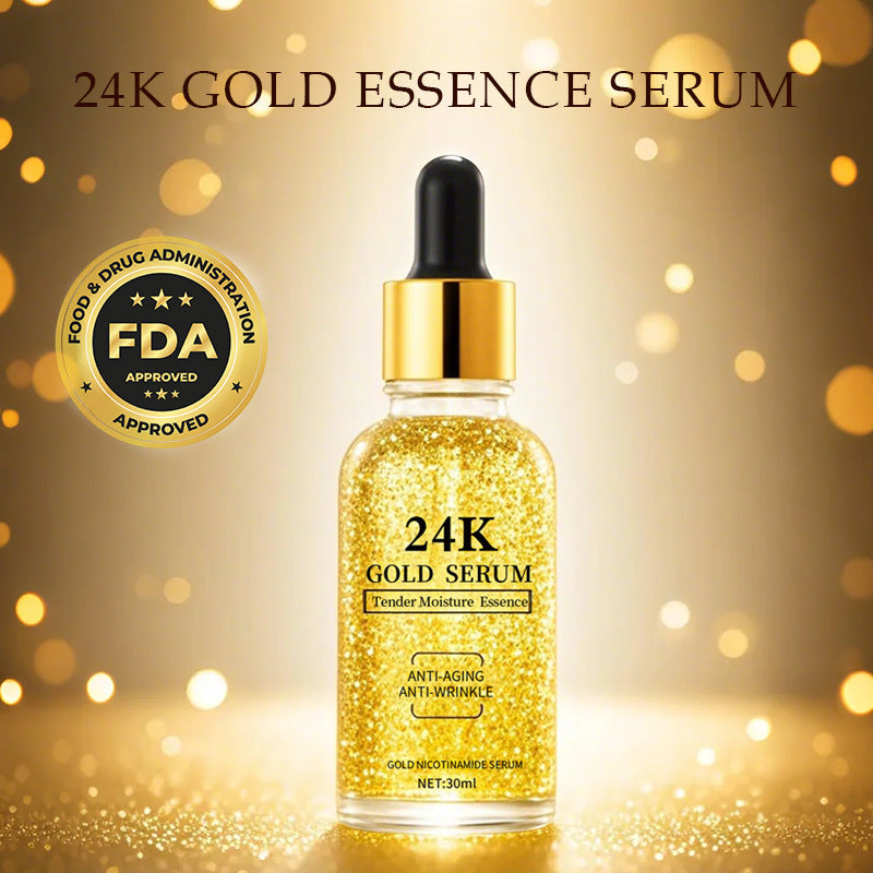 English version 24k gold niacinamide anti-wrinkle essence liquid refined pores brightening hyaluronic acid gold foil skin care