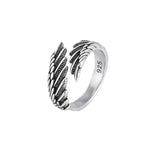 S925 sterling silver European and American retro old feather ring female simple fashion Thai silver jewelry temperament ring wholesale