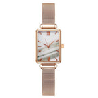 Women's Pink Square Dial Watch - World Time, Magnet Buckle