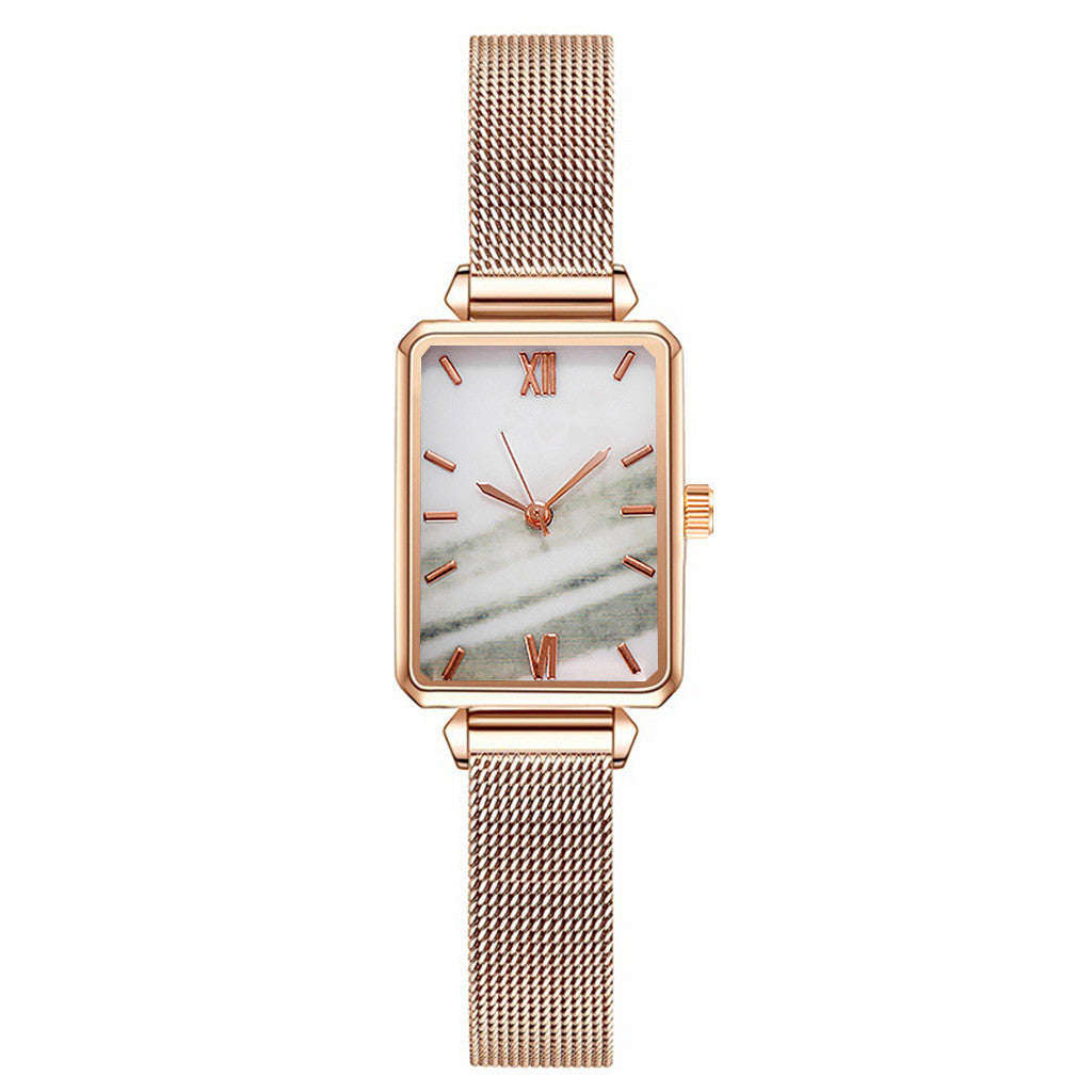 Women's Pink Square Dial Watch - World Time, Magnet Buckle