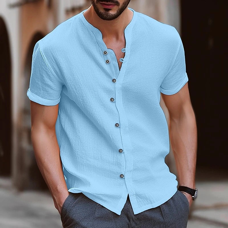 Men's White Cotton Button-Up Casual Shirt | Aladinae