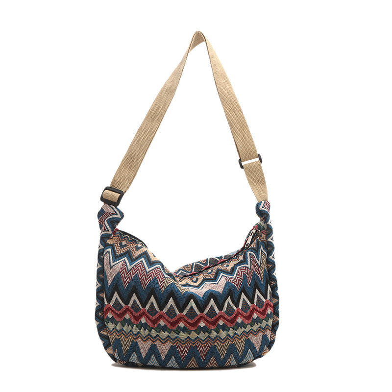 Crossbody bag for women 2024 spring and summer new large capacity canvas shoulder bag versatile college students commuting dumpling bag