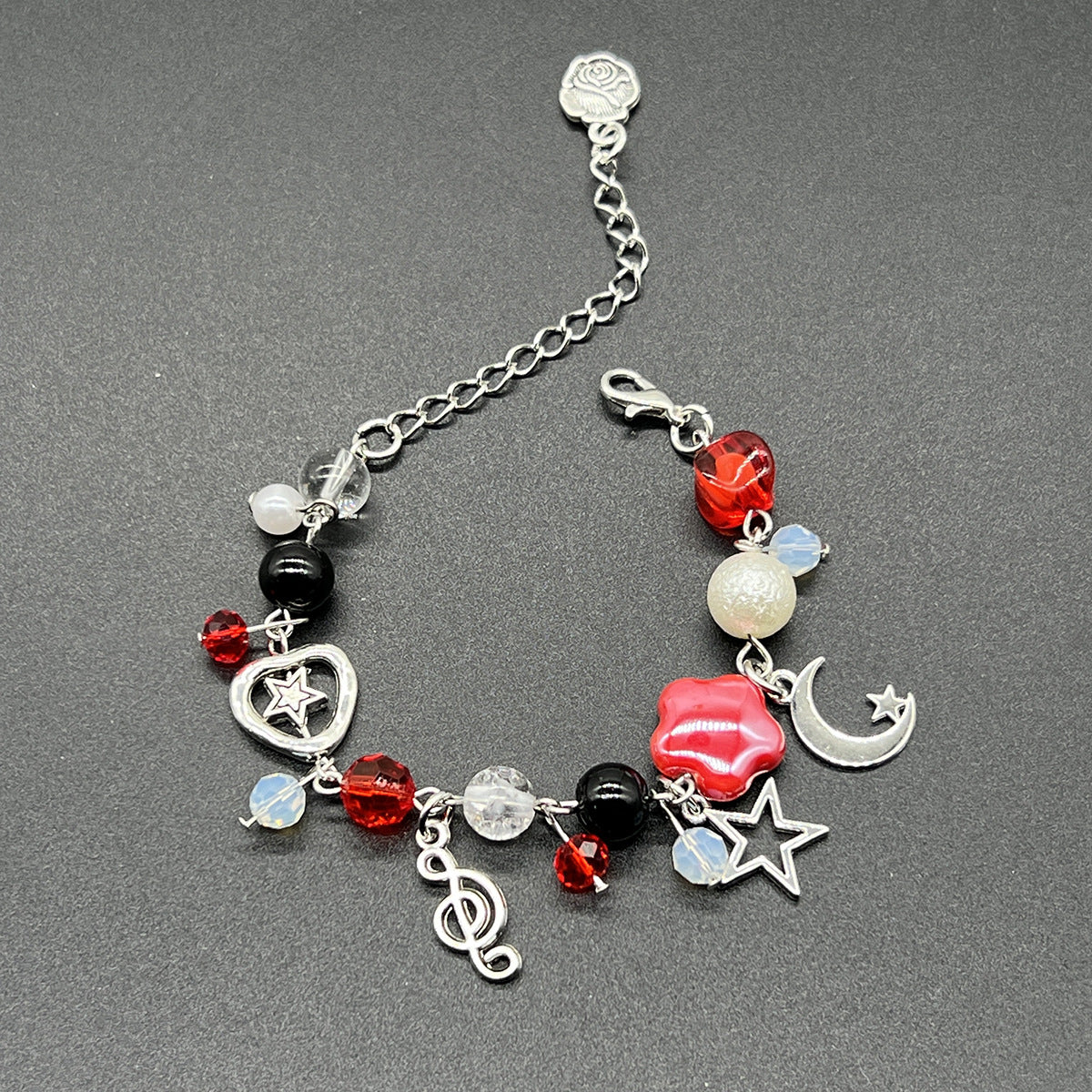 European and American cross-border bracelet couple bestie black and white dice hip-hop handmade guitar microphone five-pointed star hand jewelry