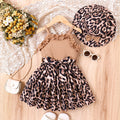 Baoxin children's clothing cross-border European and American summer new small and medium-sized girls suspender lace stitching leopard print dress hat