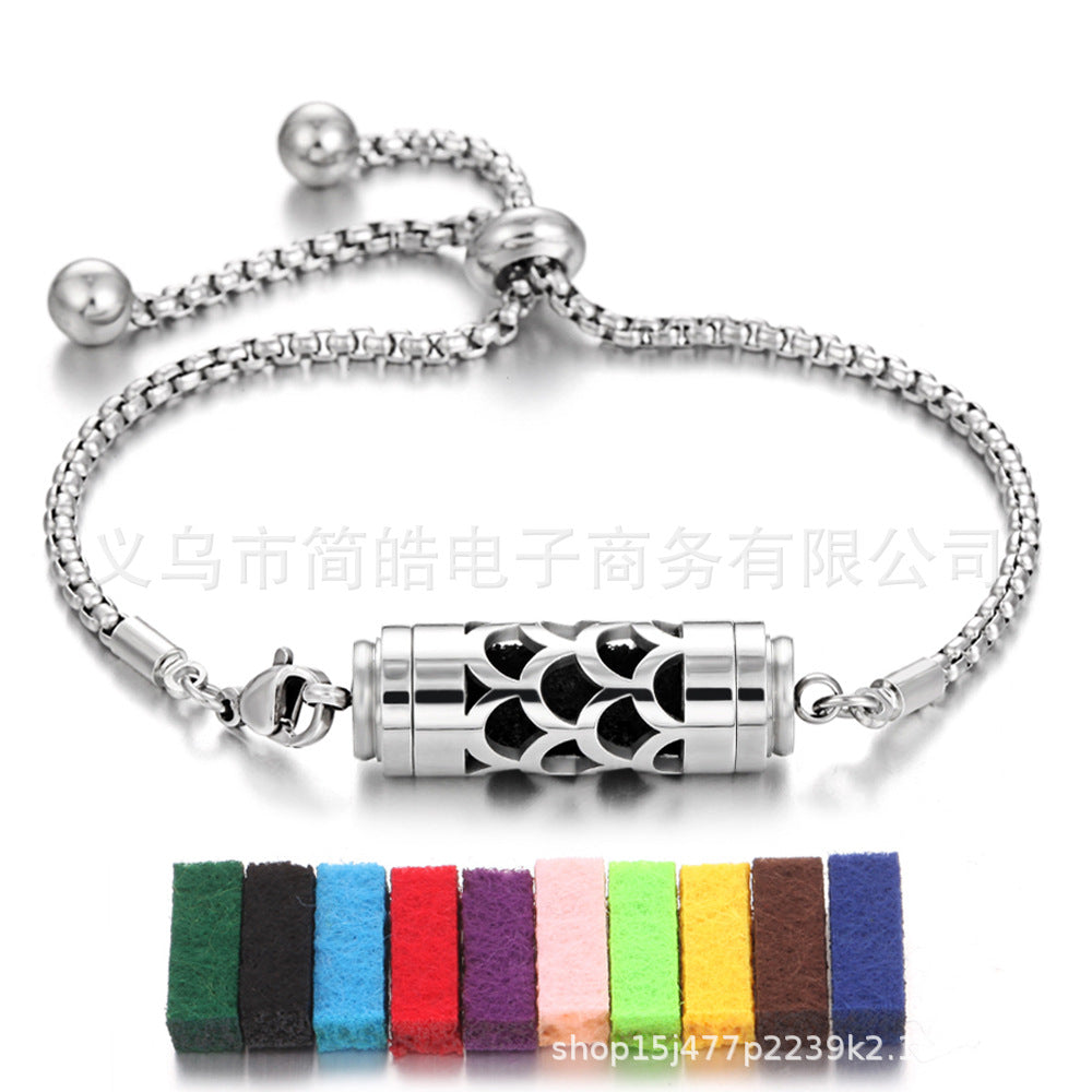 Stainless steel aromatherapy bracelet bracelet essential oil perfume diffuser bracelet adjustable titanium steel bracelet couple jewelry