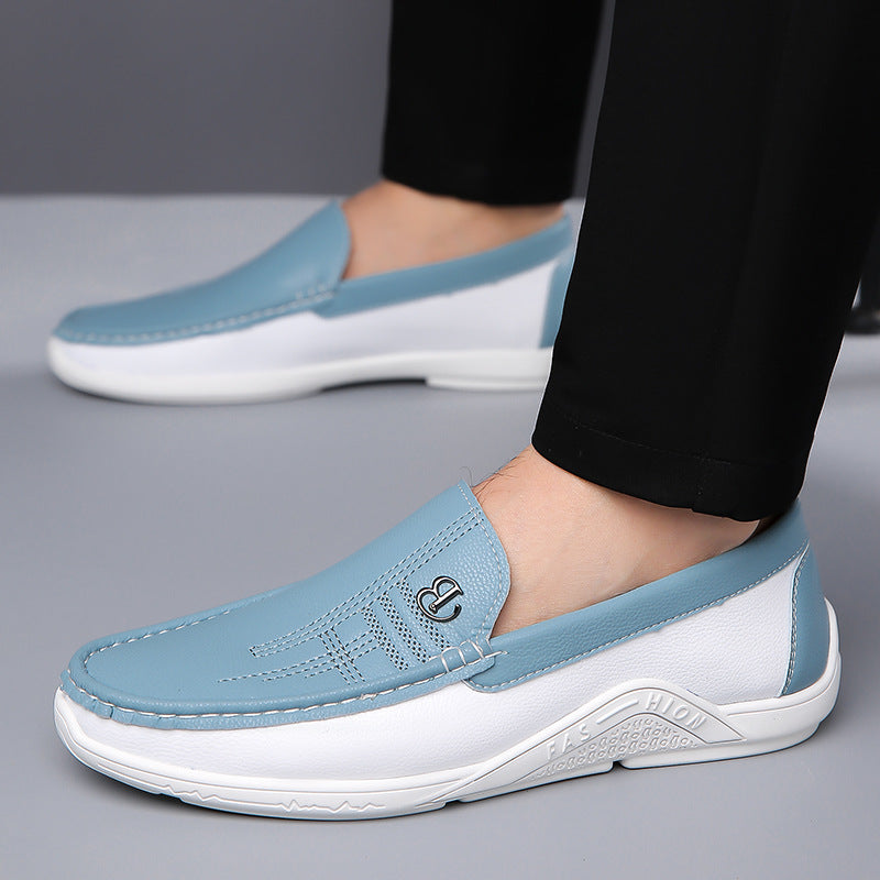 Men's White Soft Sole Leather Slip-On Shoes | Aladinae