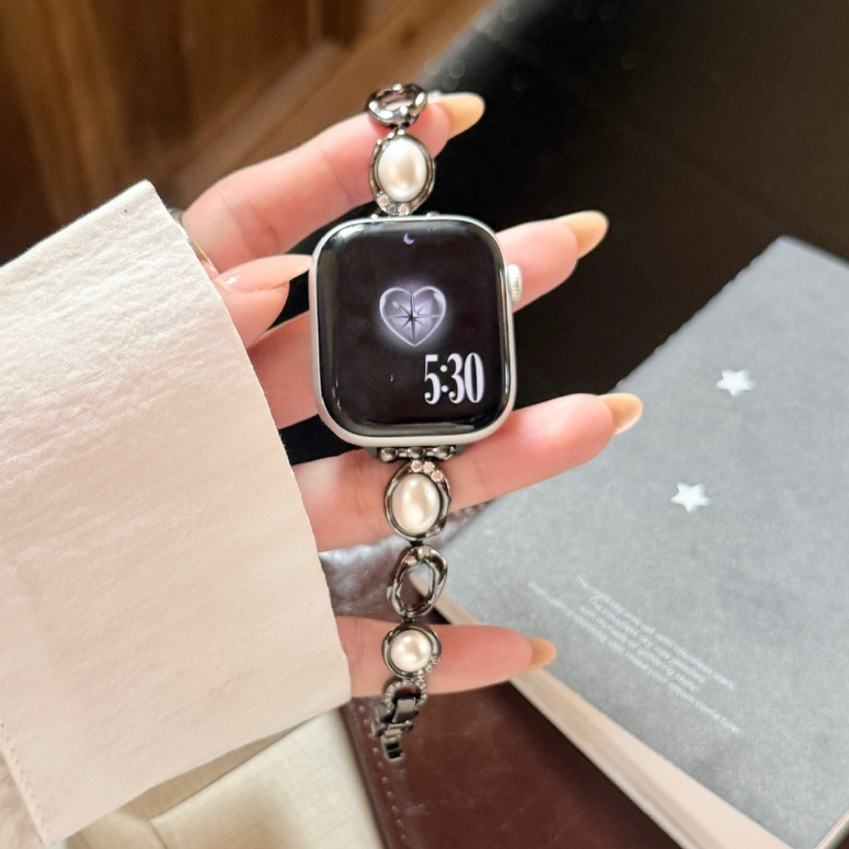 Copper Chain Pearl Metal Watch Strap - Apple Watch Compatible