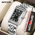 Men's Coffee Silver Rectangular Watch - Roman Numerals