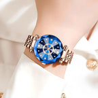 Women's Rose Gold Red Dial Quartz Watch - Waterproof