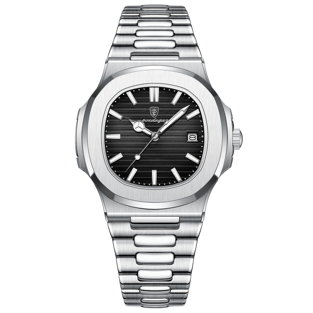 Men's Green Dial Quartz Watch - Waterproof, Steel Strap
