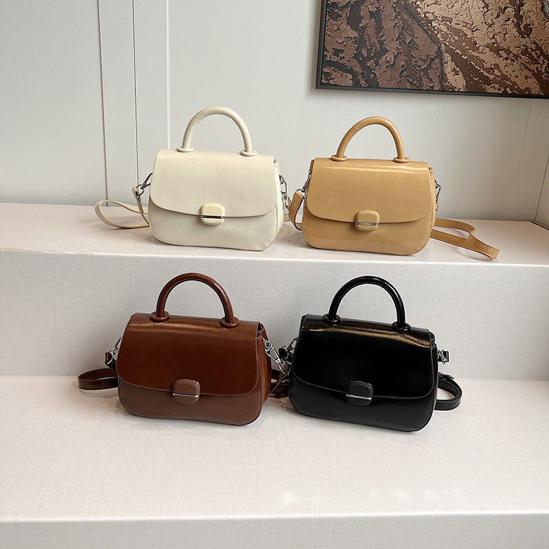 Cross-border bag for women, simple and versatile small square handbag, solid color textured commuter shoulder bag, commuter niche messenger bag