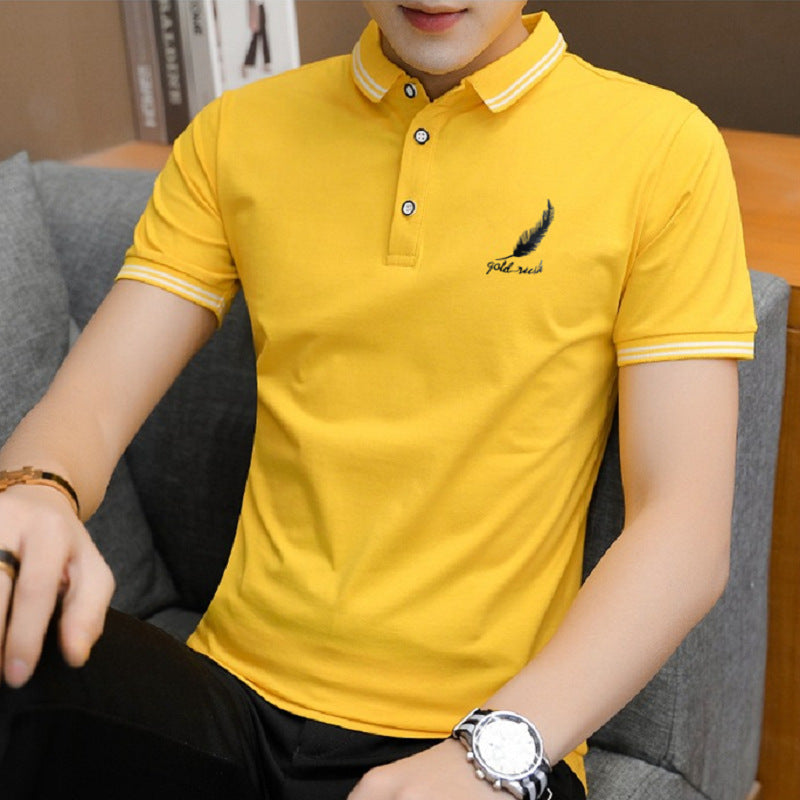 Men's Gray Polo Shirt - Stand-Up Collar, Short Sleeve