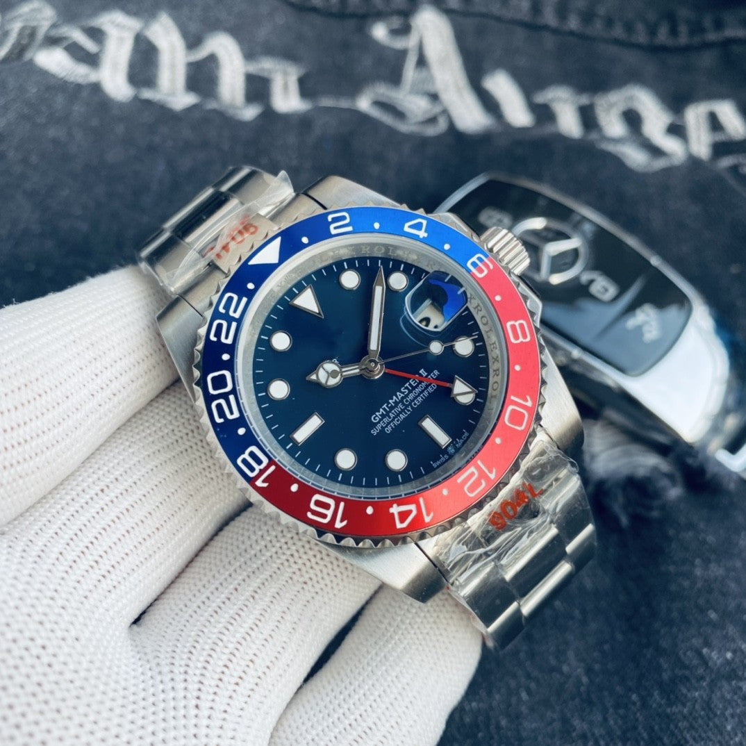 Rolex Cola bezel GMT-Master automatic mechanical watch for men, Inter Milan CLEANVS, sapphire crystal.