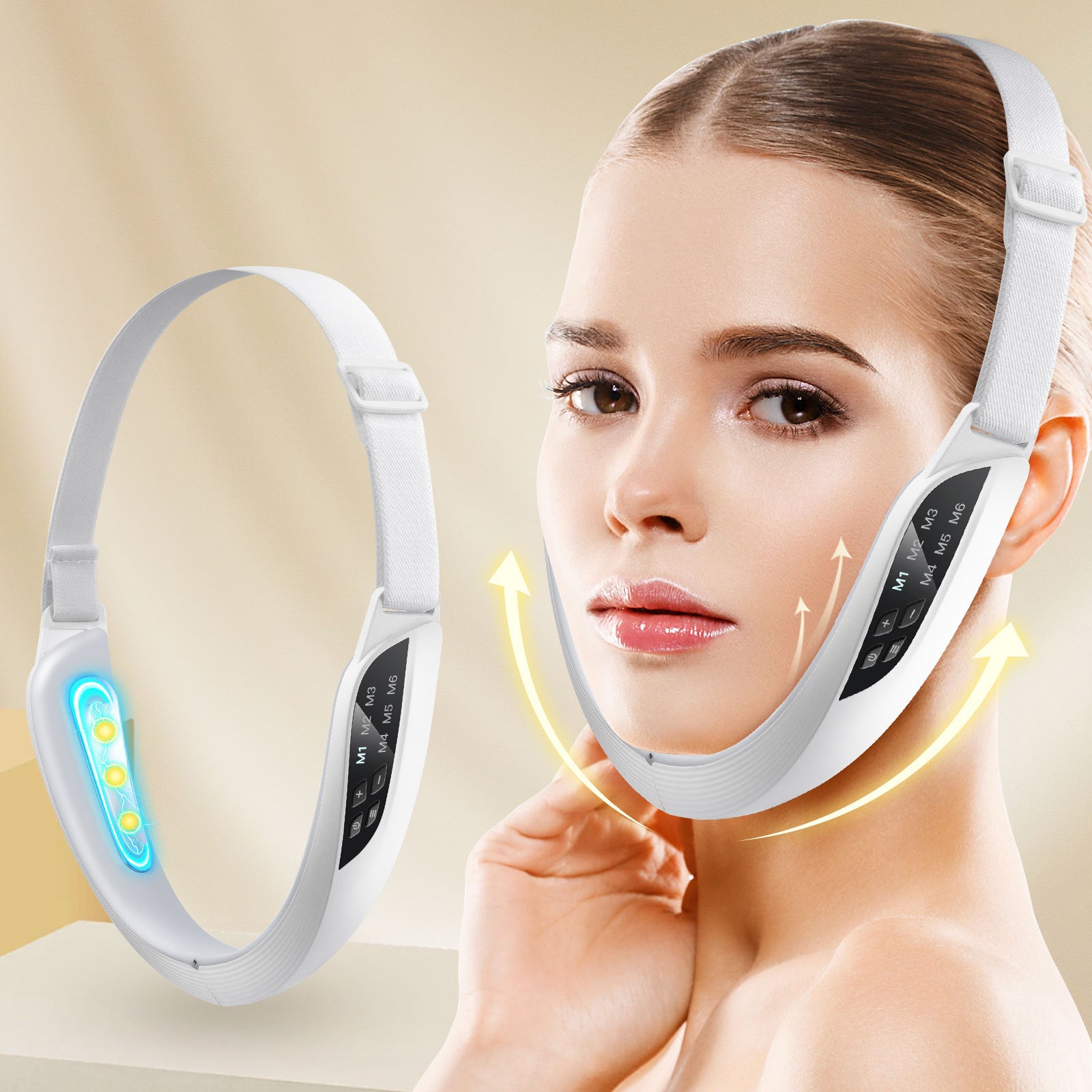 6-mode 8-level microcurrent EMS face slimming device, V-shaped facial massage, kneading, acupuncture, hammering, lifting, acupressure. (Cross-border product)